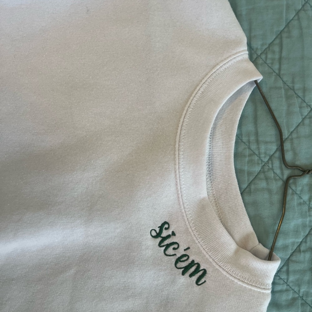Hanes EcoSmart White Sweatshirt with Green Script